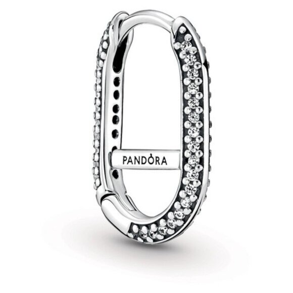 PANDORA Pavé Link Earrings Sterling Silver w Dust Bag NWT - Picture 1 of 4
